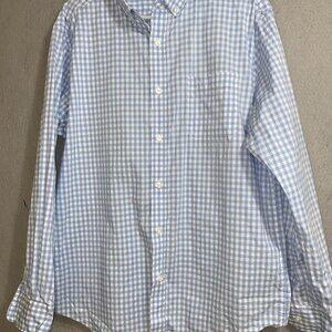 Nat Nast Light Blue Plaid Men's Long Sleeve Cotton/Spandx Button Down Shirt Sz L